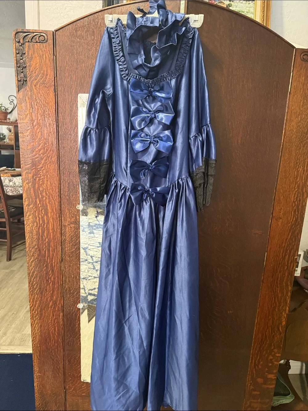 Navy Satin Vintage-Style Victorian or Prairie Theater Costume add a petticoat